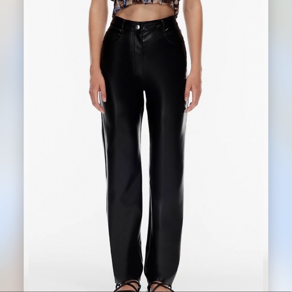 Aritzia Melina Black Vegan Leather Pants size 2 - Picture 4 of 7